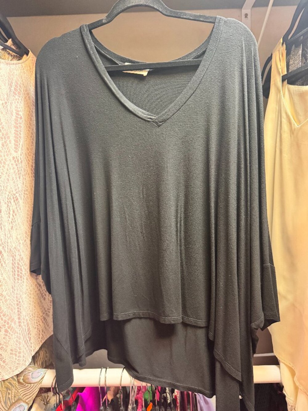 Sosia Black Oversized Layered Tunic Top One Size